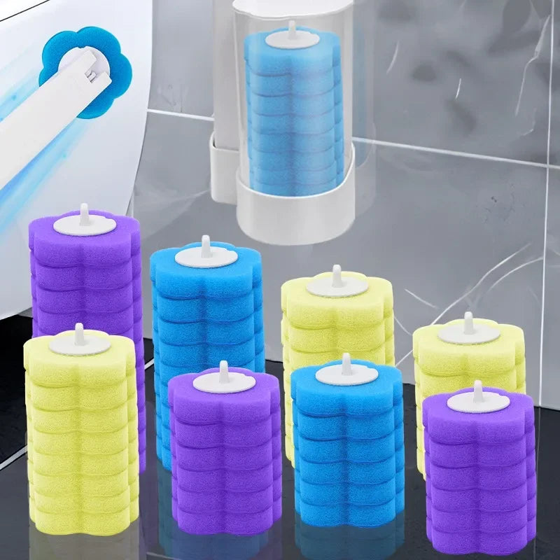 6-60PCS Disposable Toilet Brush Heads Bathroom Replacement Sponges Head Toilet Cleaning Brush Refills No Dead Angle Brush Heads