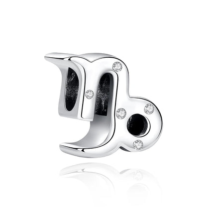 Original 925 Sterling Silver Charms Beads 12 Zodiac A-Z Letters Virgo Aries Fit Pan Brand Bracelets Necklaces Jewelry For Women