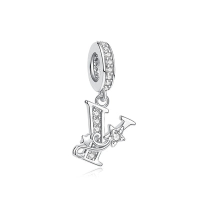 925 Sterling Silver Charms Original Letter Alphabet A-Z Pendant Beads Fit Brand Bracelets Necklaces Diy Jewelry For Women