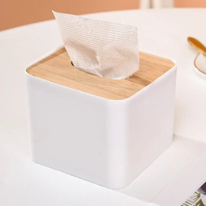 Tissue Box Table Napkin Holder Tissue Case Paper Box Container Bamboo Cover Solid Wood Storage Box Home DesktopTissue Box Holder