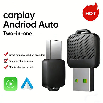 2 in 1 Wireless Android Auto Adapter Wireless CarPlay Dongle Car Intelligent Systems AI Smart Box For Car Wired CarPlay