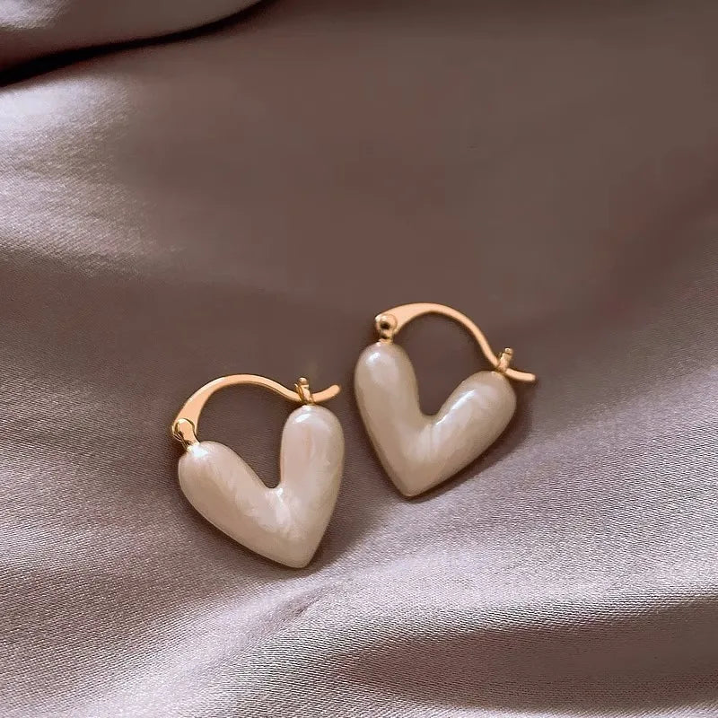 2026 Trendy Red Dripping Oil Heart Hoop Earrings For Women Girls Korean Elegant Love Dangle Earring Jewelry Gift
