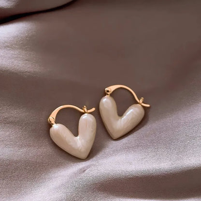 2026 Trendy Red Dripping Oil Heart Hoop Earrings For Women Girls Korean Elegant Love Dangle Earring Jewelry Gift