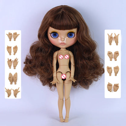 ICY DBS Blyth Doll 1/6 Joint 30cm Brown Skin Glossy Face Toothed Mouth Girl Doll BJD Toy Gift