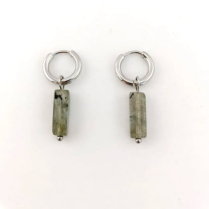 HUIDANG Earrings With Stones Boucles d'oreilles Square Natural Stones Small Hoops Earrings Woman New Trend 2025