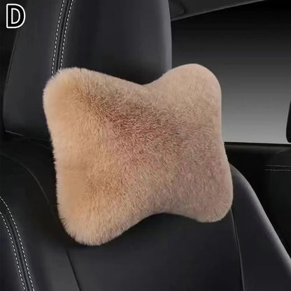 Winter Car Seat Neck Rest Pillow Plush Car Headrest Plush Cushion Warmth And Comfort Universal Lumbar Pillow Support Accessories