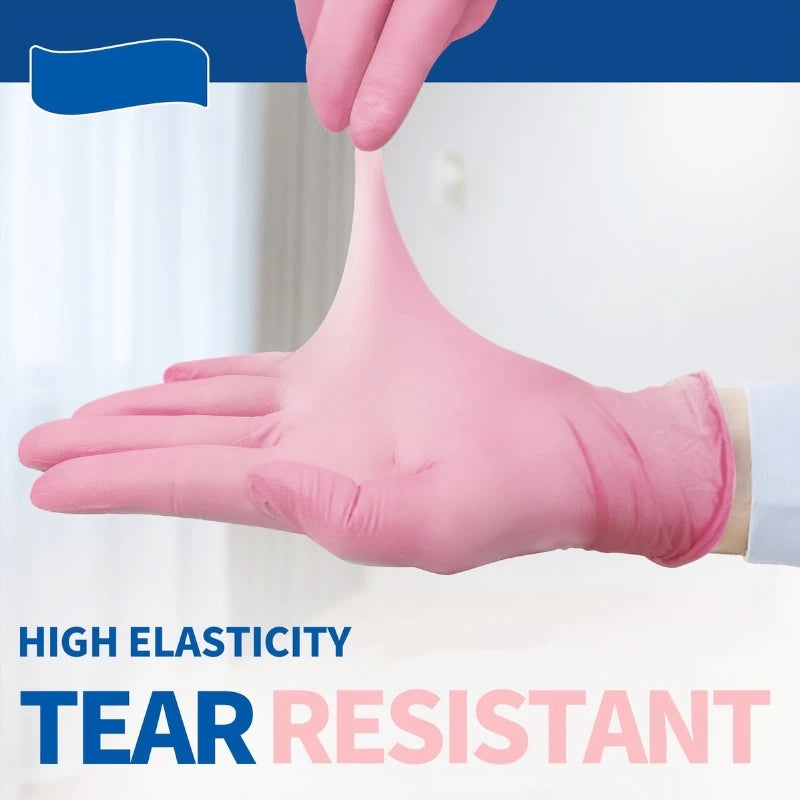 20/50/100PCS Pink Nitrile Disposable Gloves 3.5mil Latex Free Household Cleaning Gloves for Food Pre Tattoo Beauty Esthetician