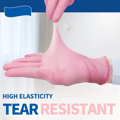 20/50/100PCS Pink Nitrile Disposable Gloves 3.5mil Latex Free Household Cleaning Gloves for Food Pre Tattoo Beauty Esthetician