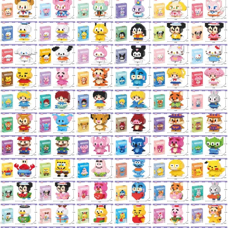 Disney 108 style Stitch LinaBell StellaLou Building Blocks Princess Cartoon Figrues Bricks Children's Assembly Toys Model Gift