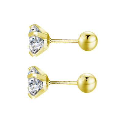 Fashion 1pair/2pcs Women Round Crystal Zirconia Stud Earrings New Surgical Steel Luxury Jewelry Clear Rhinestone Unisex Piercing
