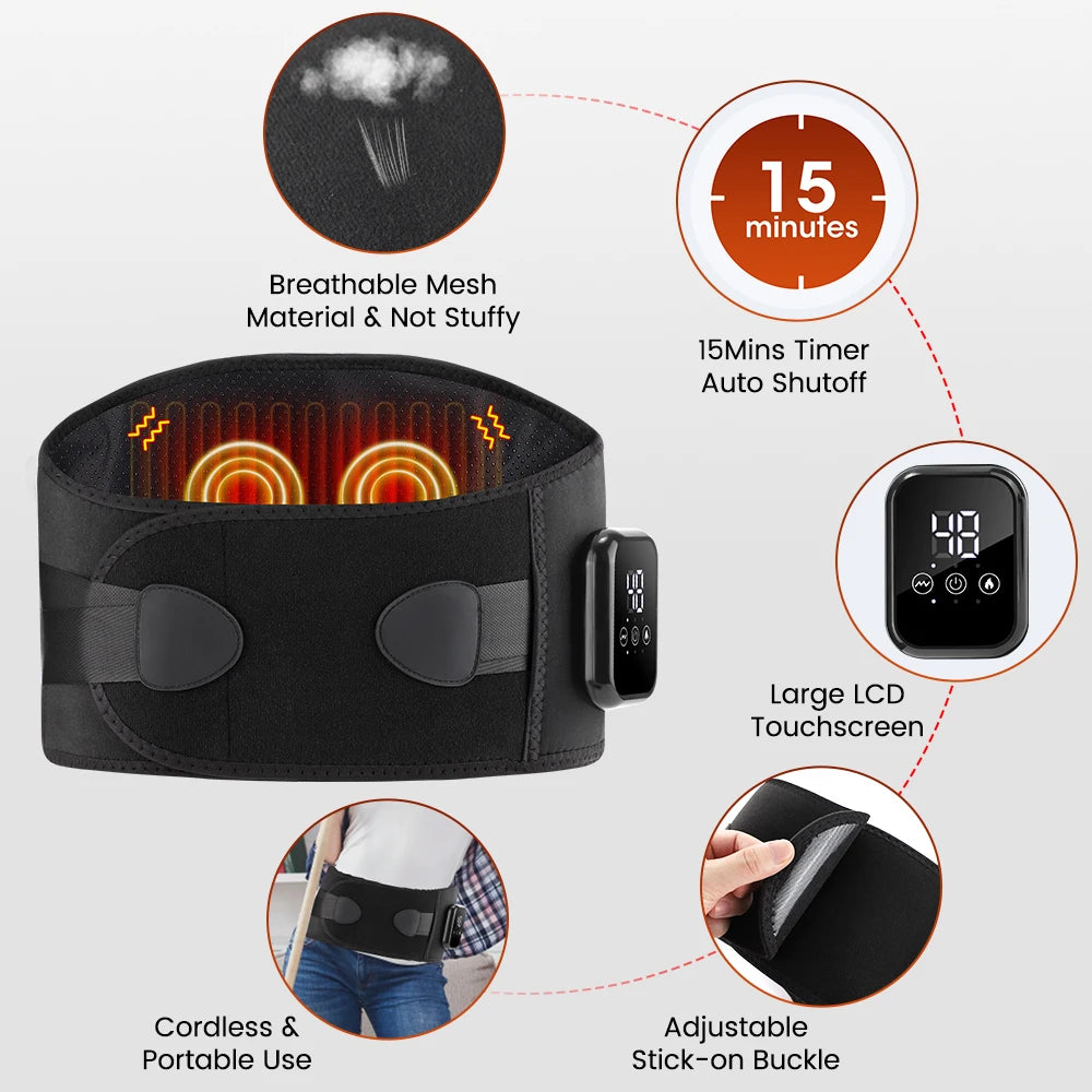 New Heating Waist Massager Belts Vibration Hot Compress Brace Belt Back Lumbar Fatigue Relax Massage Machine Heated Pad Electric