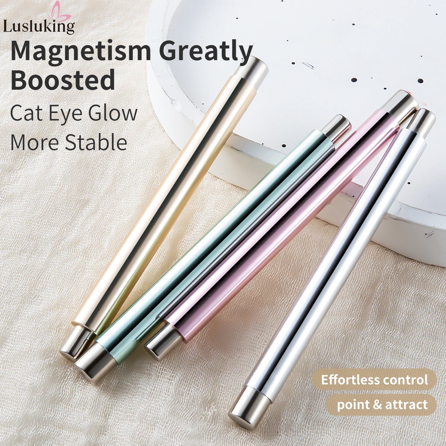 Cat Eye Nail Art Magnetic Tool Cylindrical Stick with Ball Magnet Manicure Accessory for Glass Bead Effects Fits UV Gel Polish