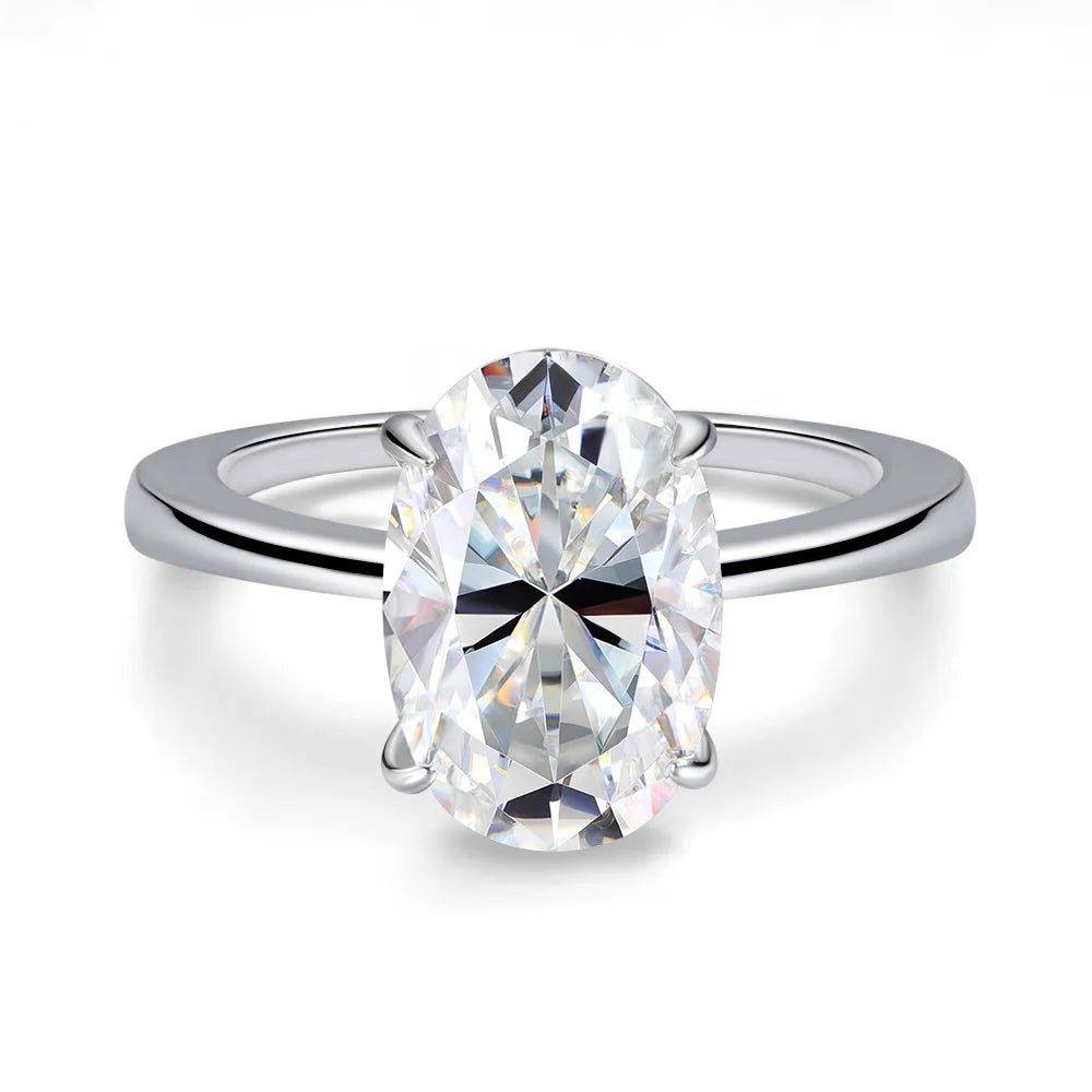 Certified 4.5CT Oval All Moissanite Ring 925 Sterling Silver for Women Sparkling Lab Diamond Engagement Wedding Band Jewelry GRA