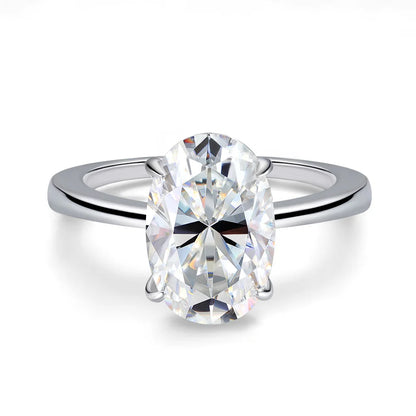 Certified 4.5CT Oval All Moissanite Ring 925 Sterling Silver for Women Sparkling Lab Diamond Engagement Wedding Band Jewelry GRA