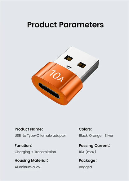 USB 3.0 10A USB A To USB C OTG Adapter Type C to USB Converter USB 3.0 Adapter For Xiaomi 12 MacBook USB To Type C OTG Connector