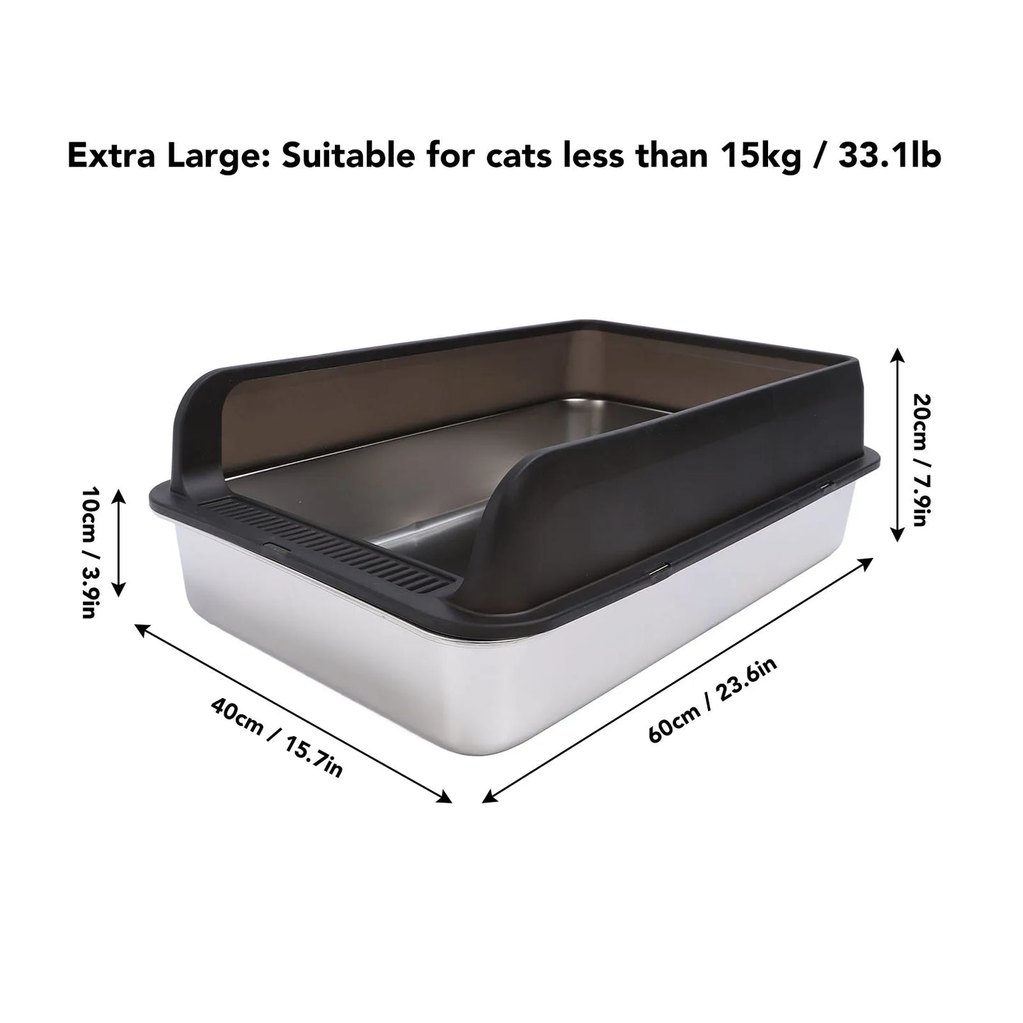 Stainless Steel Litter Box Stainless Steel Cat Litter Box Odorless Spacious Easy To Clean High Strength with Lid for Large Cats
