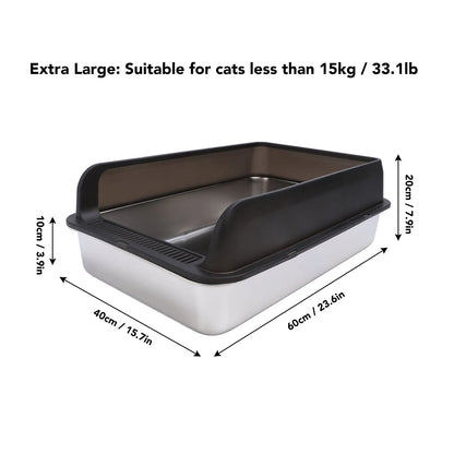 Stainless Steel Litter Box Stainless Steel Cat Litter Box Odorless Spacious Easy To Clean High Strength with Lid for Large Cats