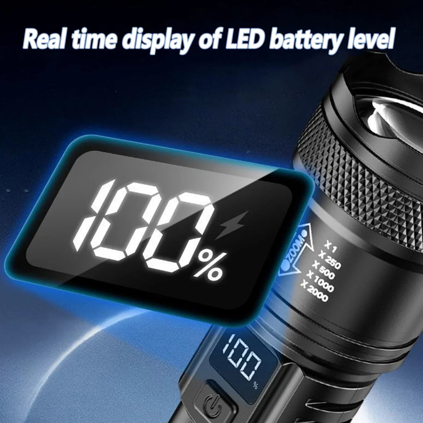 2000LM Ultra Bright P50 LED Flashlight Tactical EDC Emergency Spotlight Telescopic ZoomHandheld Torch  w/ 14500/18650 Battery