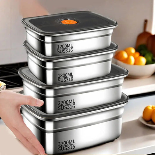 High Quality Stainless Steel Camping Lunch Box Sealed Refrigerator Freezer Storage Box Leak-proof Microwave Suitable Bento Box