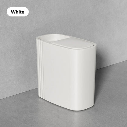 Large Capacity Bathroom Trash Can with Lid Odor-Sealing Oval Plastic Garbage Can for Kitchen, Bathroom, Bedroom, Living Room