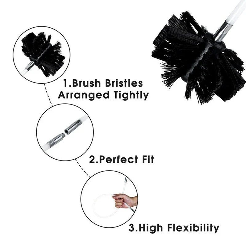 Flexible Chimney Sweep Set Flue Sweeping Brush & Rod Kit Soot Cleaning Rods Nylon Brush Cleaning Tool Kit Convenient