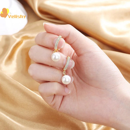 Korean Version Pearl High-end Feeling Light Luxury Trendy Temperament D-letter Atmospheric Earrings For Women Jewelry