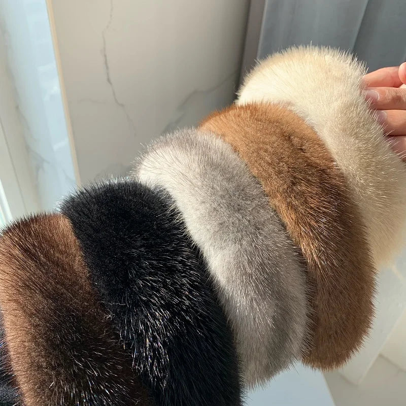 2025 Hot Sale Women Luxury winter 100% Real Mink Fur Headbands High Quality Real Fur Hair Band Lady Fashion Hair Hoop Furry Gift
