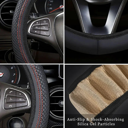 Steering Wheel Cover Anti Slip Breathable Steering Cover Universal Microfiber PU Leather Steer Wheel Protector No inner circle