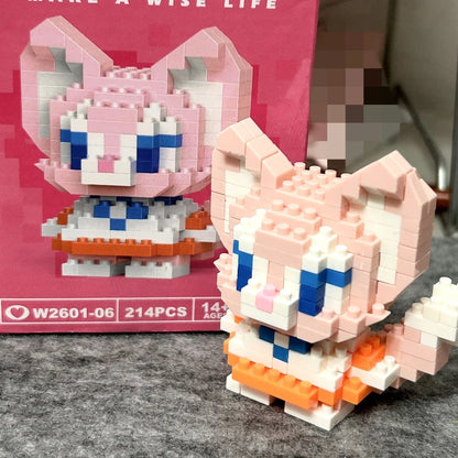 Disney 108 style Stitch LinaBell StellaLou Building Blocks Princess Cartoon Figrues Bricks Children's Assembly Toys Model Gift