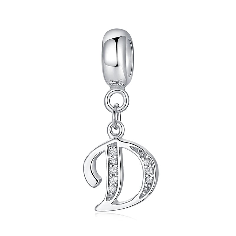 925 Sterling Silver Charms Original Letter Alphabet A-Z Pendant Beads Fit Brand Bracelets Necklaces Diy Jewelry For Women