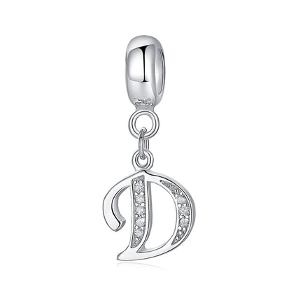 925 Sterling Silver Charms Original Letter Alphabet A-Z Pendant Beads Fit Brand Bracelets Necklaces Diy Jewelry For Women