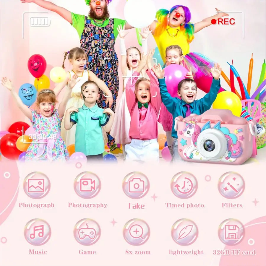 Super Cute Children Camera Kids Educational Toy Children Baby Birthday Digital Camera 1080P Video Camera With Free Gift For Girl
