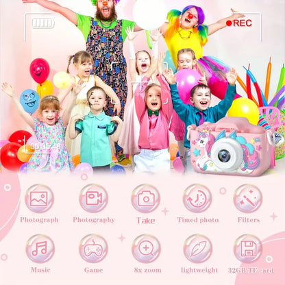 Super Cute Children Camera Kids Educational Toy Children Baby Birthday Digital Camera 1080P Video Camera With Free Gift For Girl
