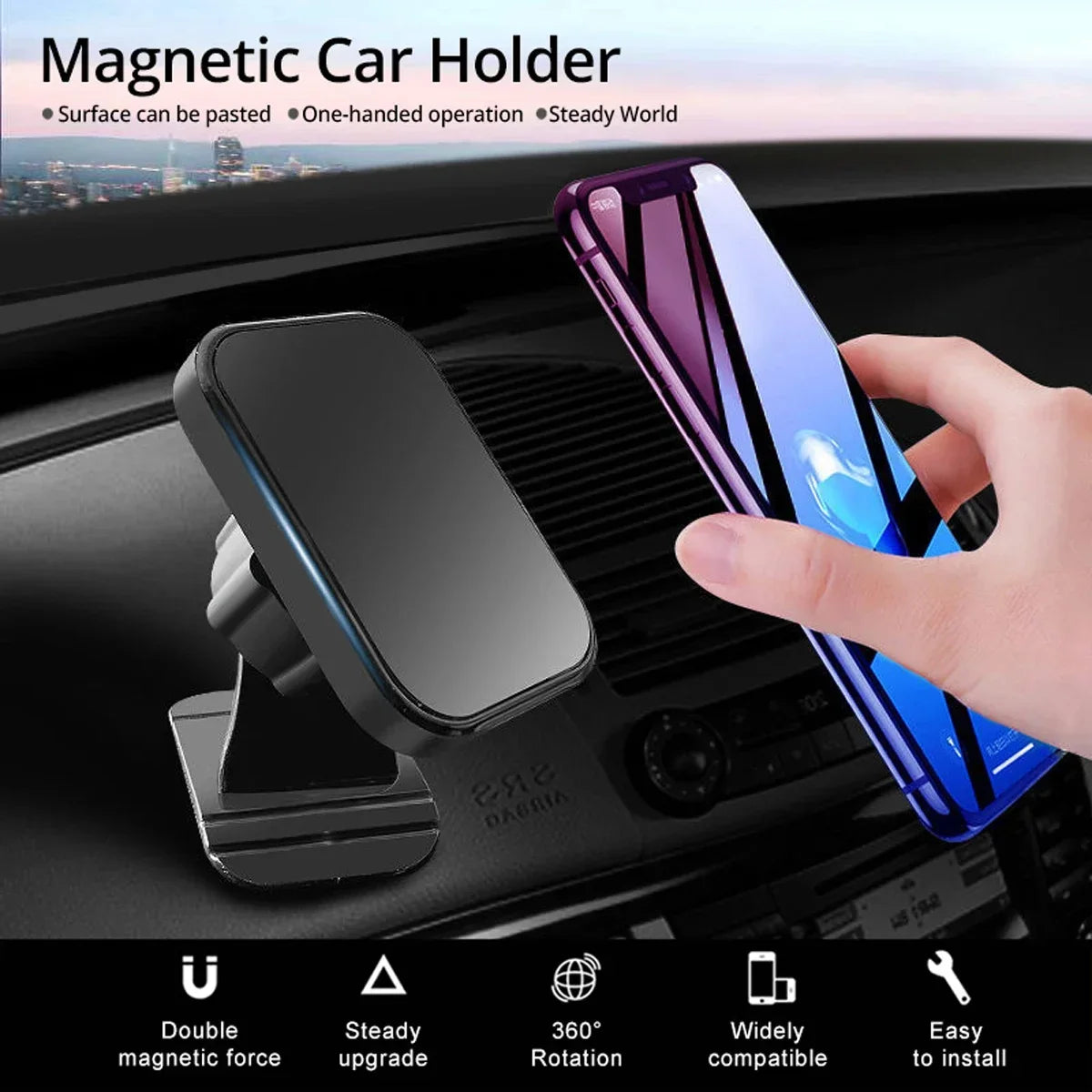 Magnetic Car Phone Holder Car Air Vent Phone Mount Universal Dashboard Magnet Cell Phone Holder Stand for iPhone Samsung Xiaomi