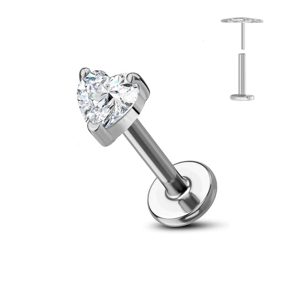 ASTM F136 G23 Titanium Flower Threadless Earring Piercing Petals Leaf Heart Butterfly Pin Daith Conch Push in Labret Stud