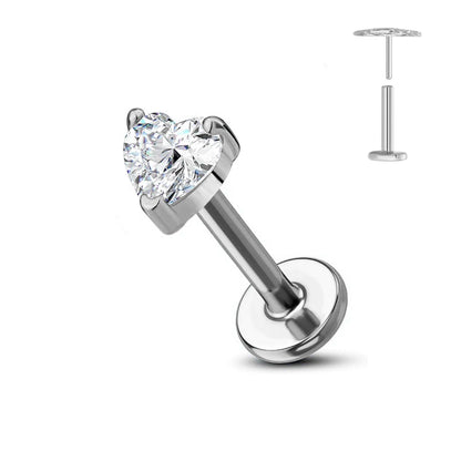 ASTM F136 G23 Titanium Flower Threadless Earring Piercing Petals Leaf Heart Butterfly Pin Daith Conch Push in Labret Stud