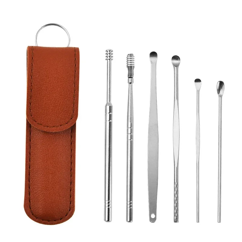 Effective 6Pcs Earwax Cleaning Tool with Spiral Earpick and Ear Curette, Ear Care Tool for Daily Use