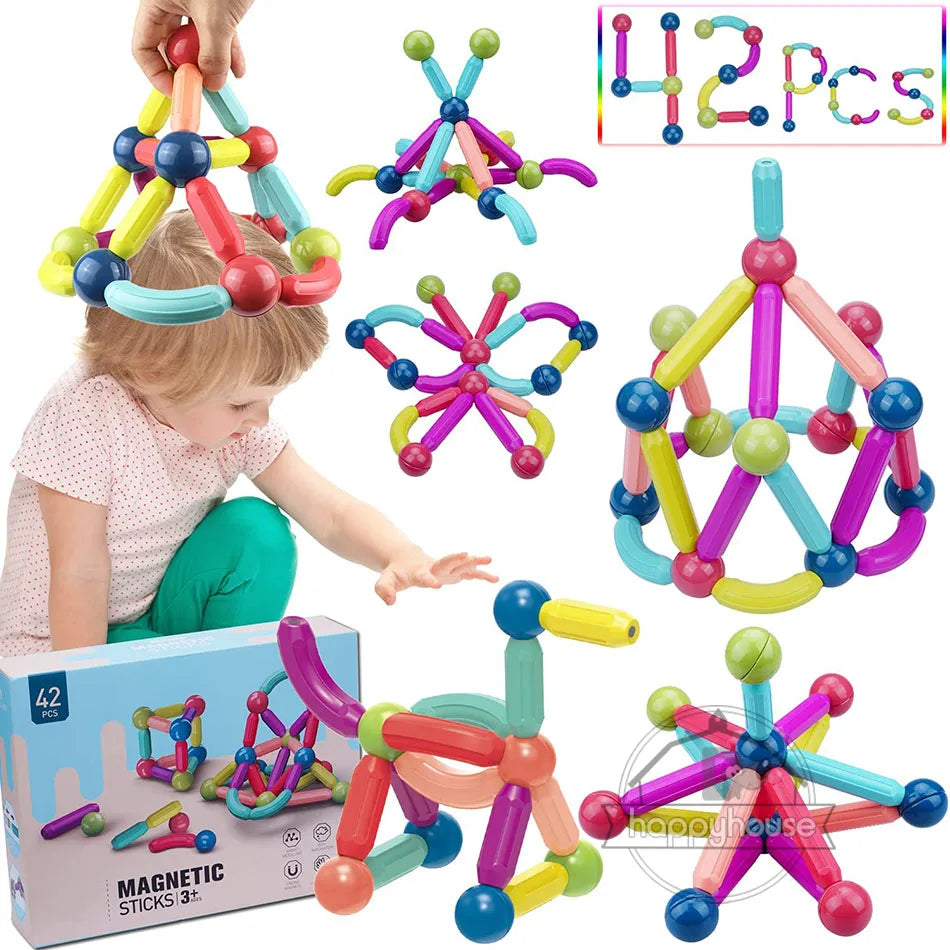 Magnetic Constructor Blocks Set Toys for Kids Magnet Stick Rod Building Blocks Montessori Educational Toys For Children Boy Girl
