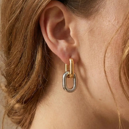 Minimalist Stainless Steel Fashion Gold Color U Shape Trendy Geometric Square Hoop Designer Earrings for Women Party Jewelry