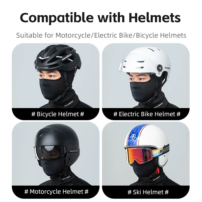 ROCKBROS Keep Warm Bicycle Full Face Mask Winter Windproof Fleece Cycling Head Caps Mask Balaclava Ski Motorcycle Bike Headgear