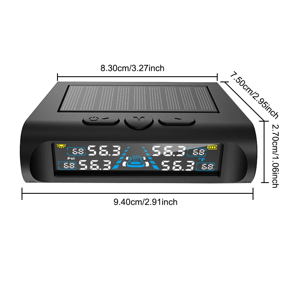 Car Security Alarm Systems Tire Pressure Monitoring Tyre Temperature Monitor Auto Accessories Solar TPMS Universal 4 Exteral