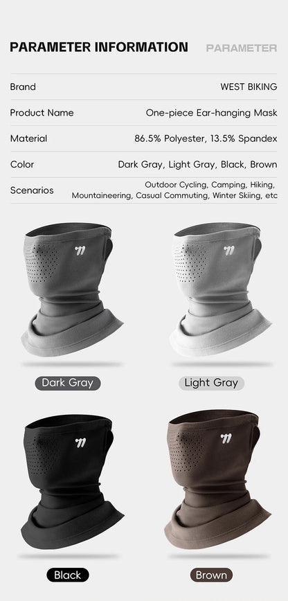 WEST BIKING Thermal Cycling Mask Winter Windproof Breathable Ear-hanging Mask Skiing Climbing Scarf Warm Balaclava Sports Gear