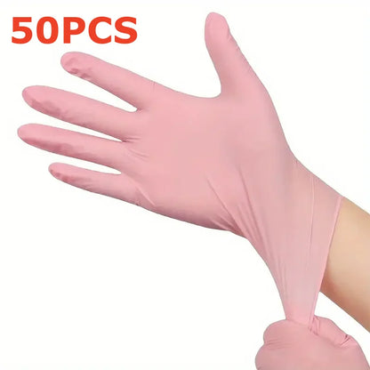 20/50/100PCS Pink Nitrile Disposable Gloves 3.5mil Latex Free Household Cleaning Gloves for Food Pre Tattoo Beauty Esthetician