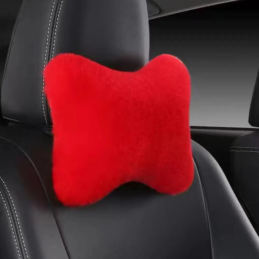 Winter Car Seat Neck Rest Pillow Plush Car Headrest Plush Cushion Warmth And Comfort Universal Lumbar Pillow Support Accessories