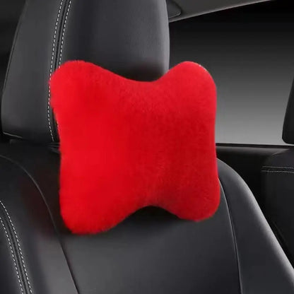 Winter Car Seat Neck Rest Pillow Plush Car Headrest Plush Cushion Warmth And Comfort Universal Lumbar Pillow Support Accessories