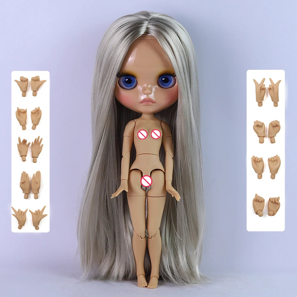 ICY DBS Blyth Doll 1/6 Joint 30cm Brown Skin Glossy Face Toothed Mouth Girl Doll BJD Toy Gift