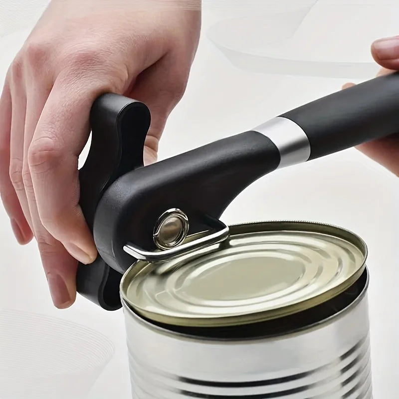 Effortless Stainless Steel Can Opener – Easy-Grip, Multi-Use, No Electricity, Safe & Portable