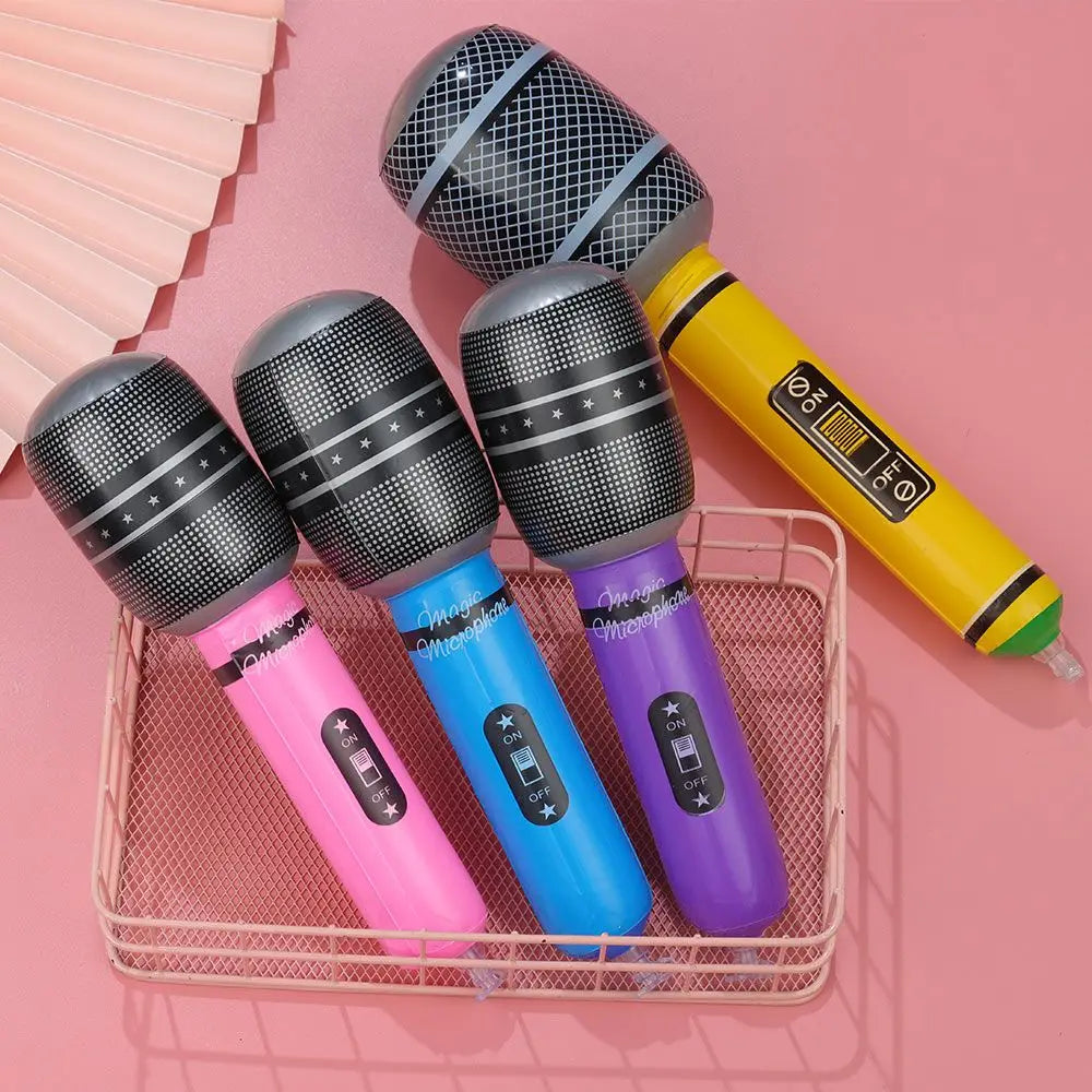 12Pcs Inflatable Microphones Blow Up Inflatable Microphone Props Toys for Musical Concert Themed Party Birthday Toys Decoration