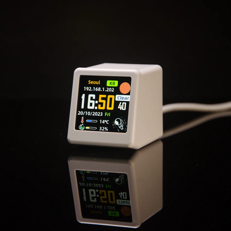 GeekMagic Ultra Smart WiFi Weather Forecast Station Bed Clock for Desktop Decoration, photo Album with Gif Animation