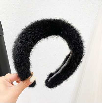 2025 Hot Sale Women Luxury winter 100% Real Mink Fur Headbands High Quality Real Fur Hair Band Lady Fashion Hair Hoop Furry Gift